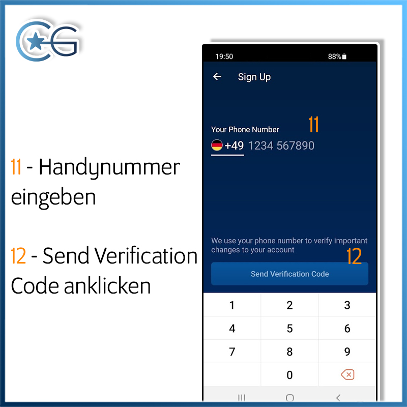 Anmeldung Crypto.com - Hilfestellung - 003 Handynummer - Send Verify Code